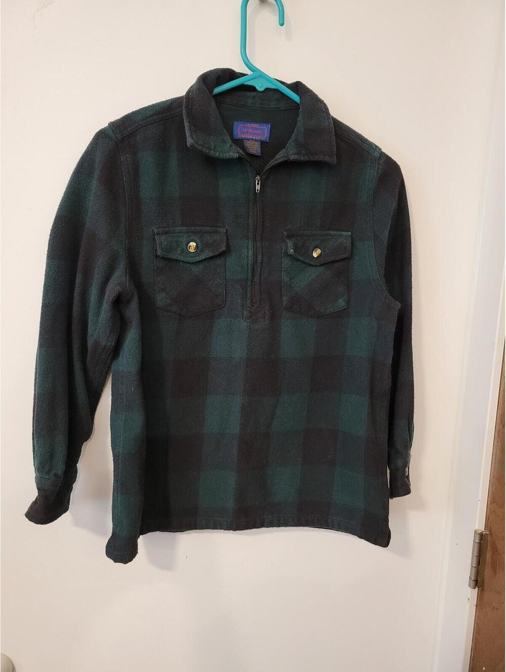 Lil' Hickory Boys' Green and Black Plaid Cotton Pullover Shirt Jacket Size L